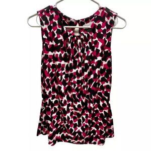 Calvin Klein Career Blouse‎ Women's Medium Sleeveless Colorful Gathered Neck EUC